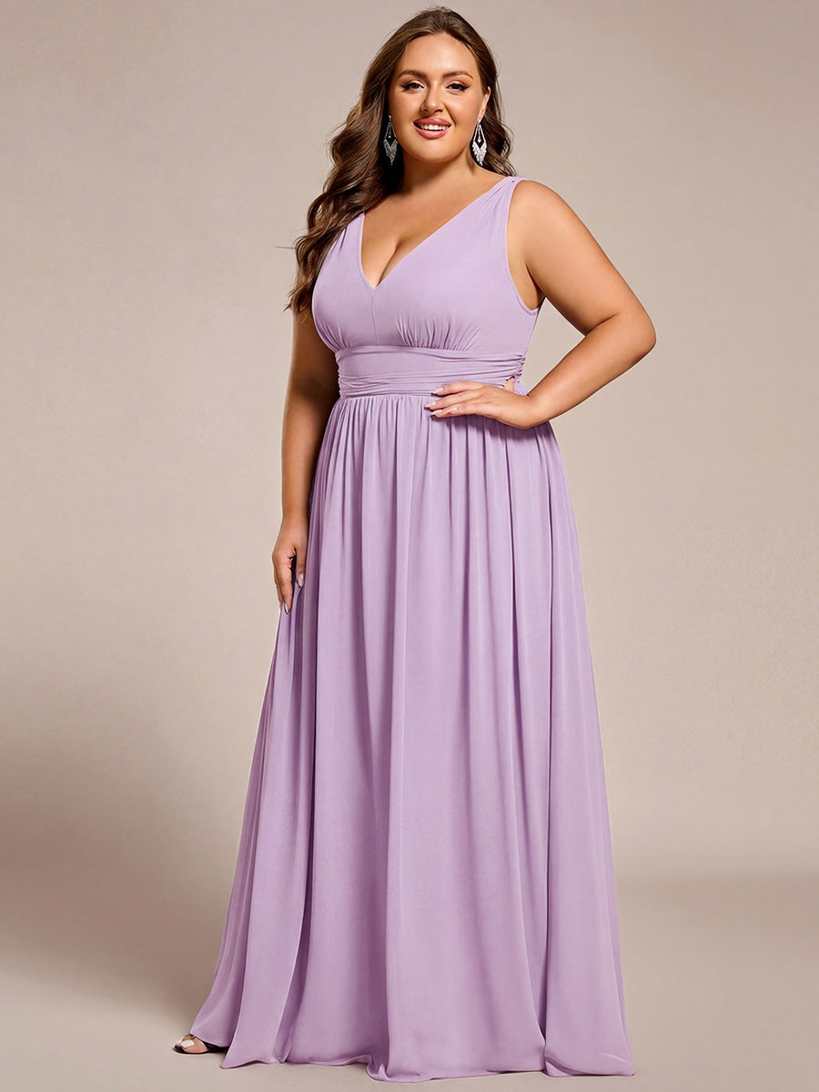 Sandrine | Robe de soirée plissée sans manches avec décolleté en V