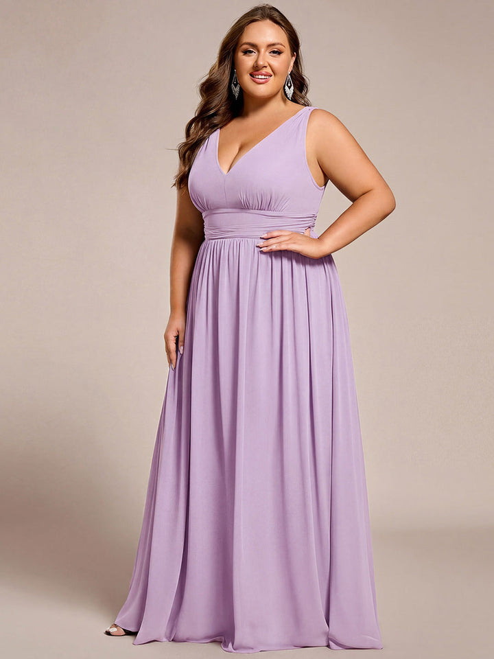 Sandrine | Robe de soirée plissée sans manches avec décolleté en V