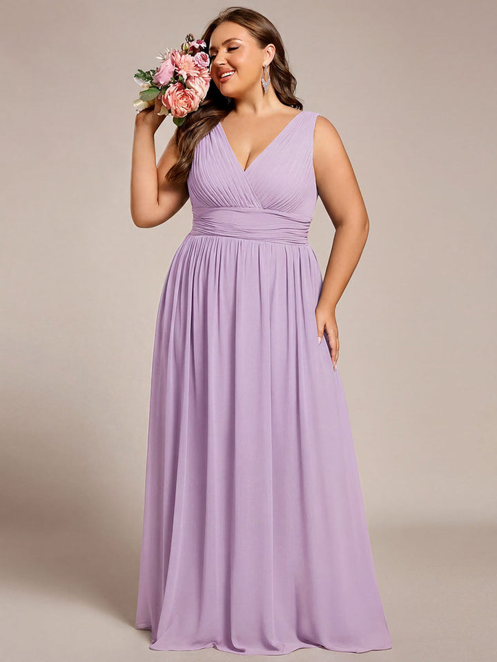 Sandrine | Robe de soirée plissée sans manches avec décolleté en V