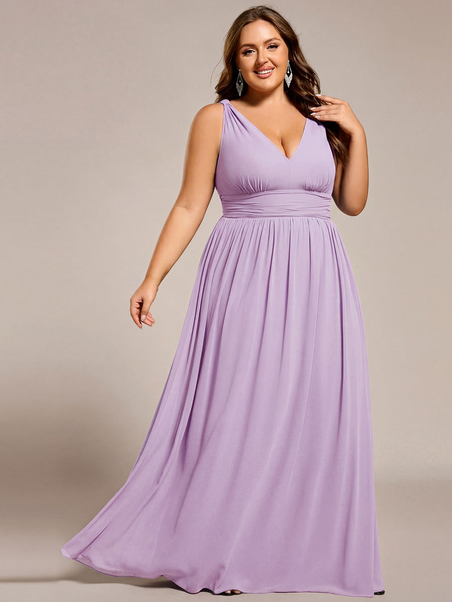 Sandrine | Robe de soirée plissée sans manches avec décolleté en V