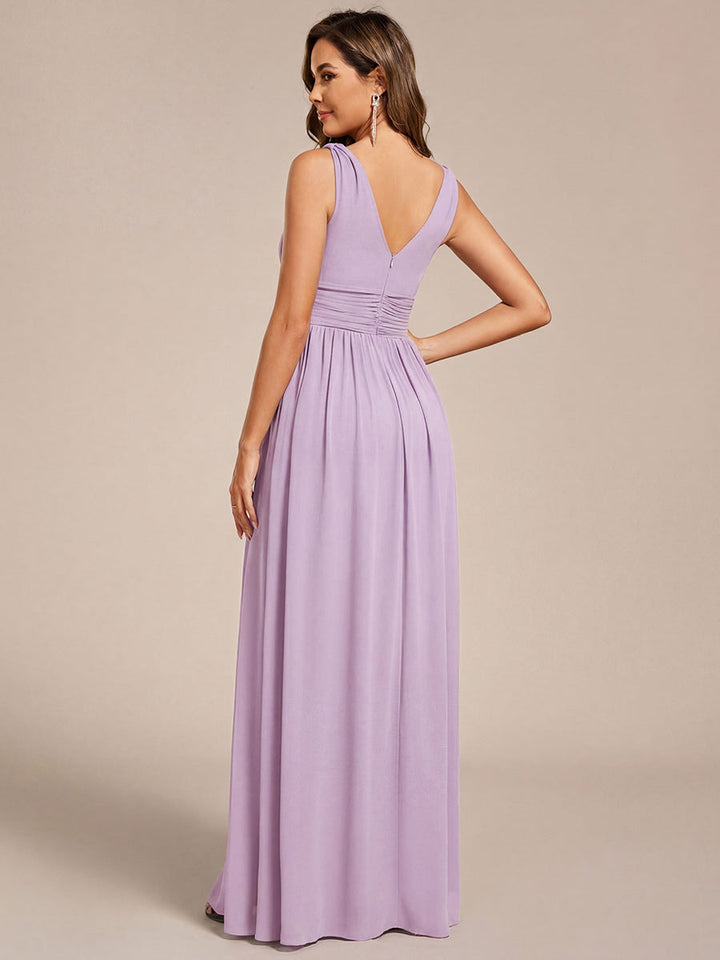 Sandrine | Robe de soirée plissée sans manches avec décolleté en V