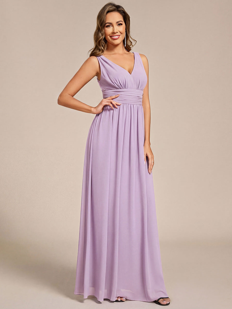 Sandrine | Robe de soirée plissée sans manches avec décolleté en V