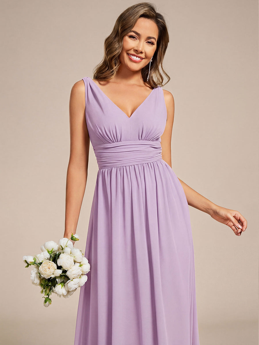 Sandrine | Robe de soirée plissée sans manches avec décolleté en V