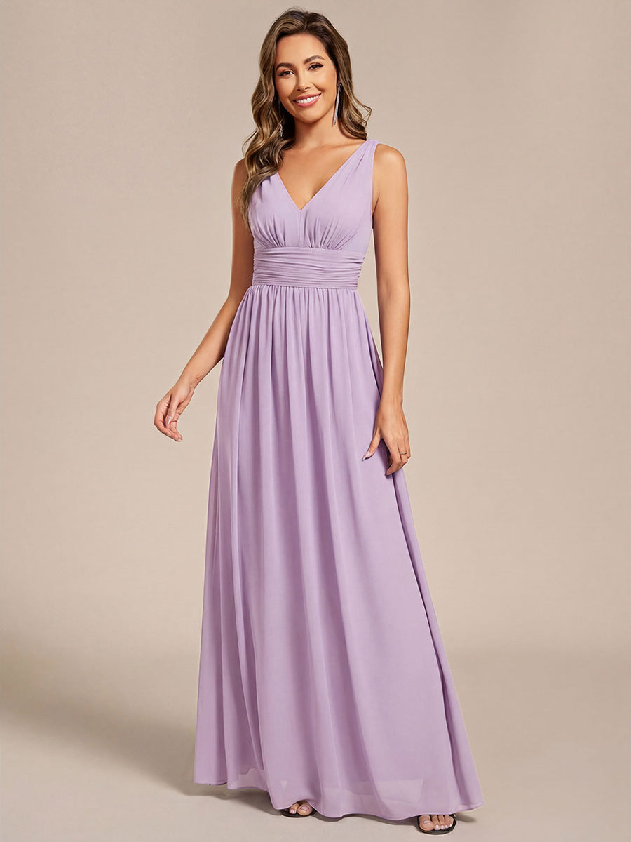 Sandrine | Robe de soirée plissée sans manches avec décolleté en V