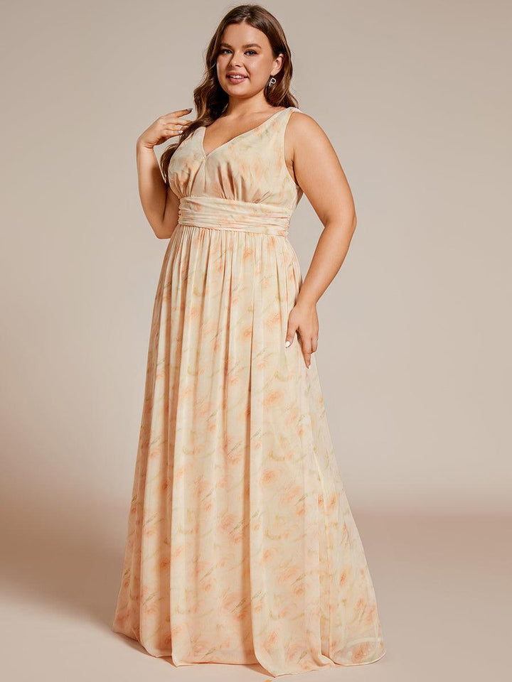 Sandrine | Robe de soirée plissée sans manches avec décolleté en V
