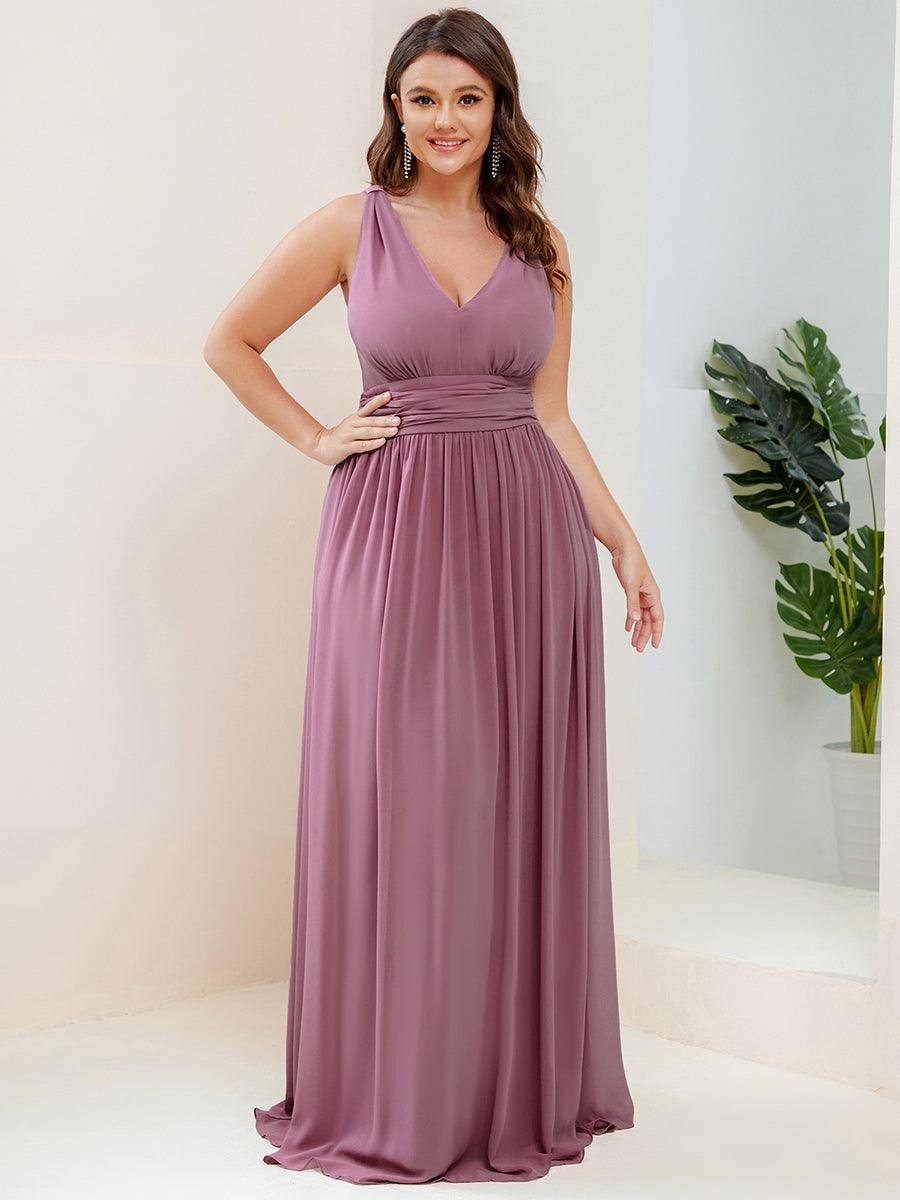Sandrine | Robe de soirée plissée sans manches avec décolleté en V