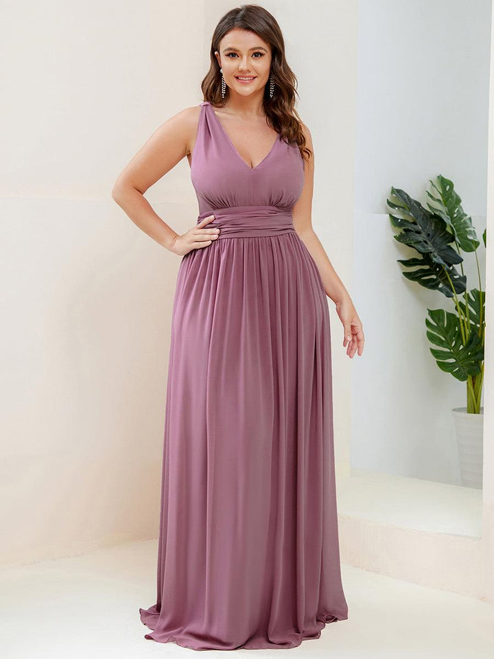 Sandrine | Robe de soirée plissée sans manches avec décolleté en V