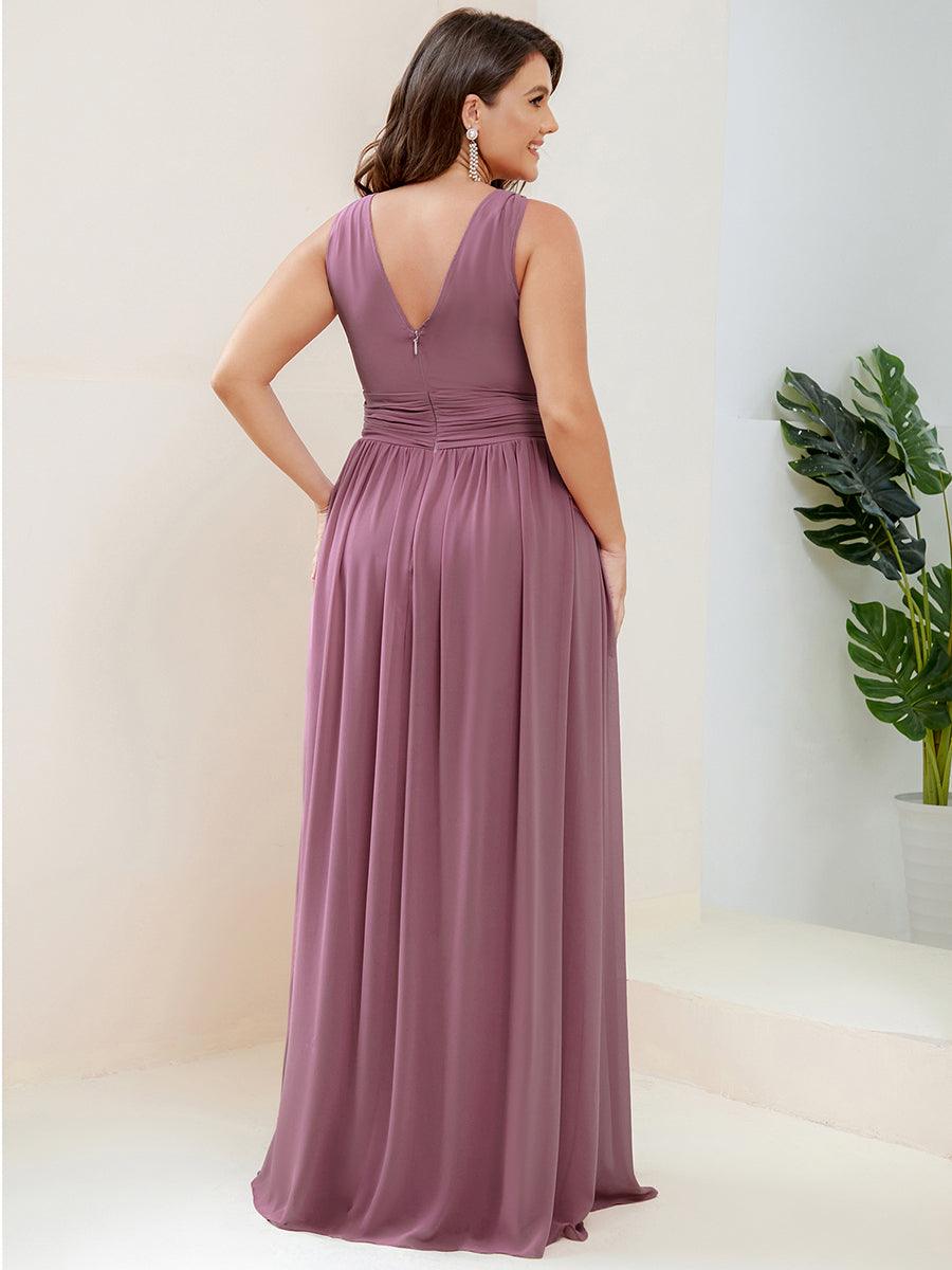 Sandrine | Robe de soirée plissée sans manches avec décolleté en V