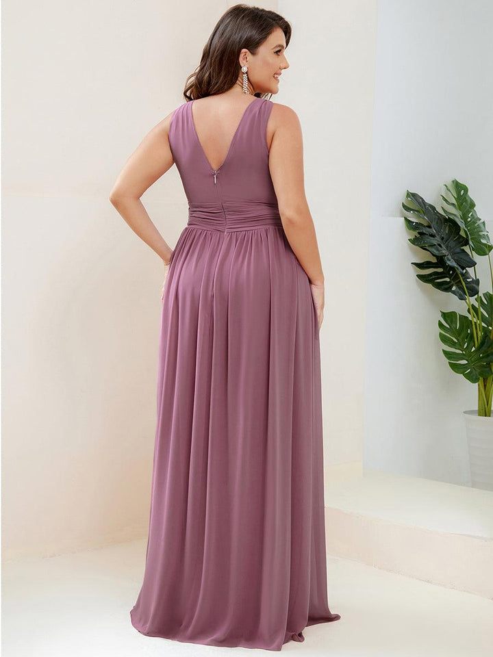 Sandrine | Robe de soirée plissée sans manches avec décolleté en V