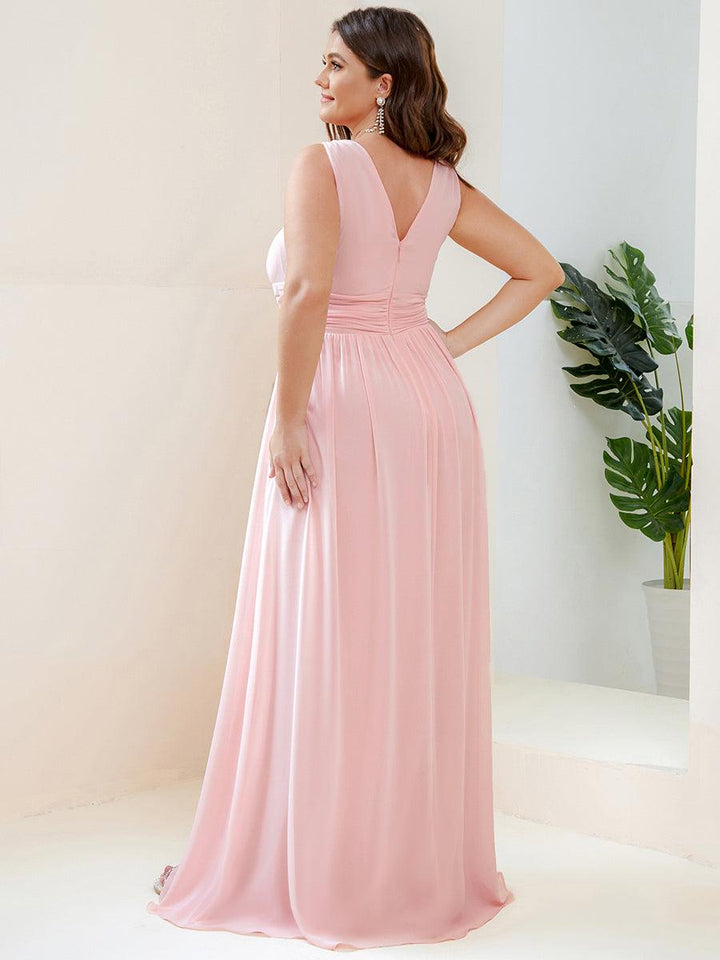 Sandrine | Robe de soirée plissée sans manches avec décolleté en V