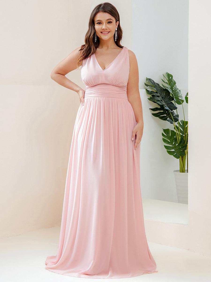 Sandrine | Robe de soirée plissée sans manches avec décolleté en V
