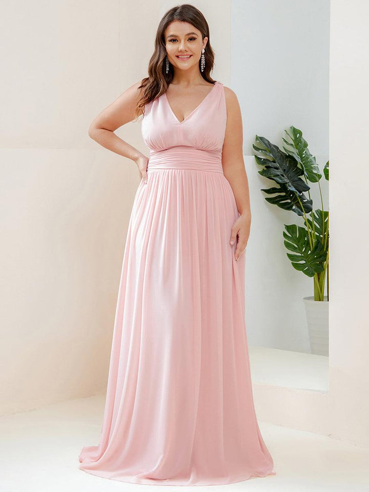 Sandrine | Robe de soirée plissée sans manches avec décolleté en V