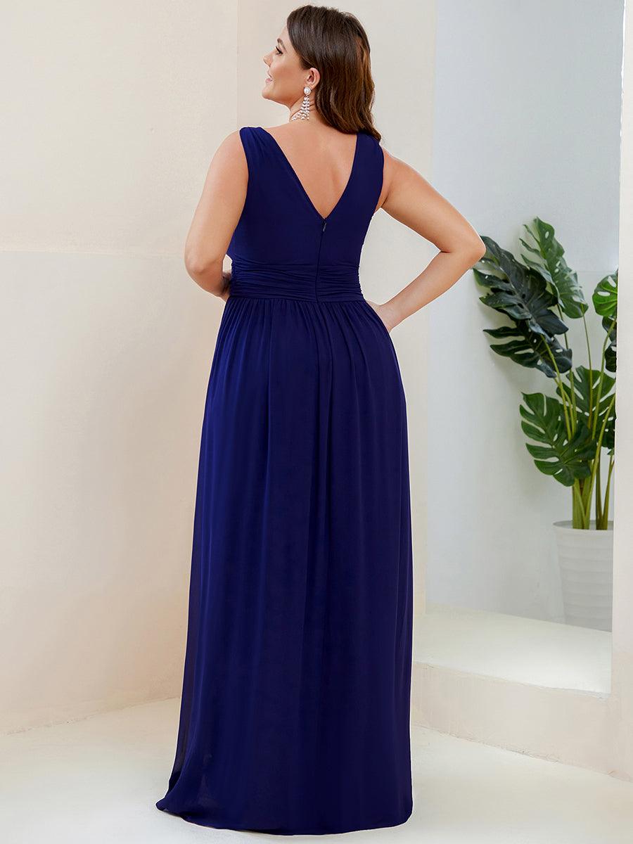 Sandrine | Robe de soirée plissée sans manches avec décolleté en V