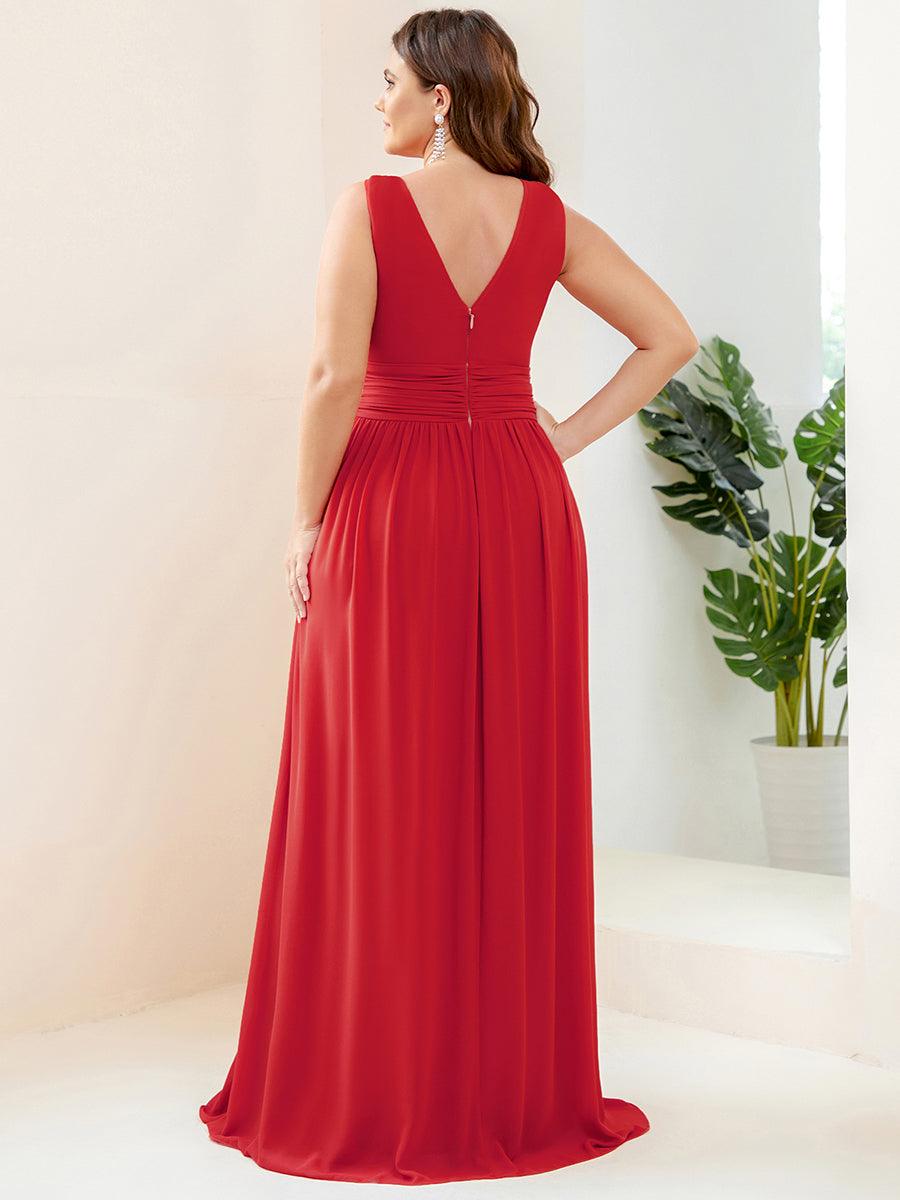 Sandrine | Robe de soirée plissée sans manches avec décolleté en V