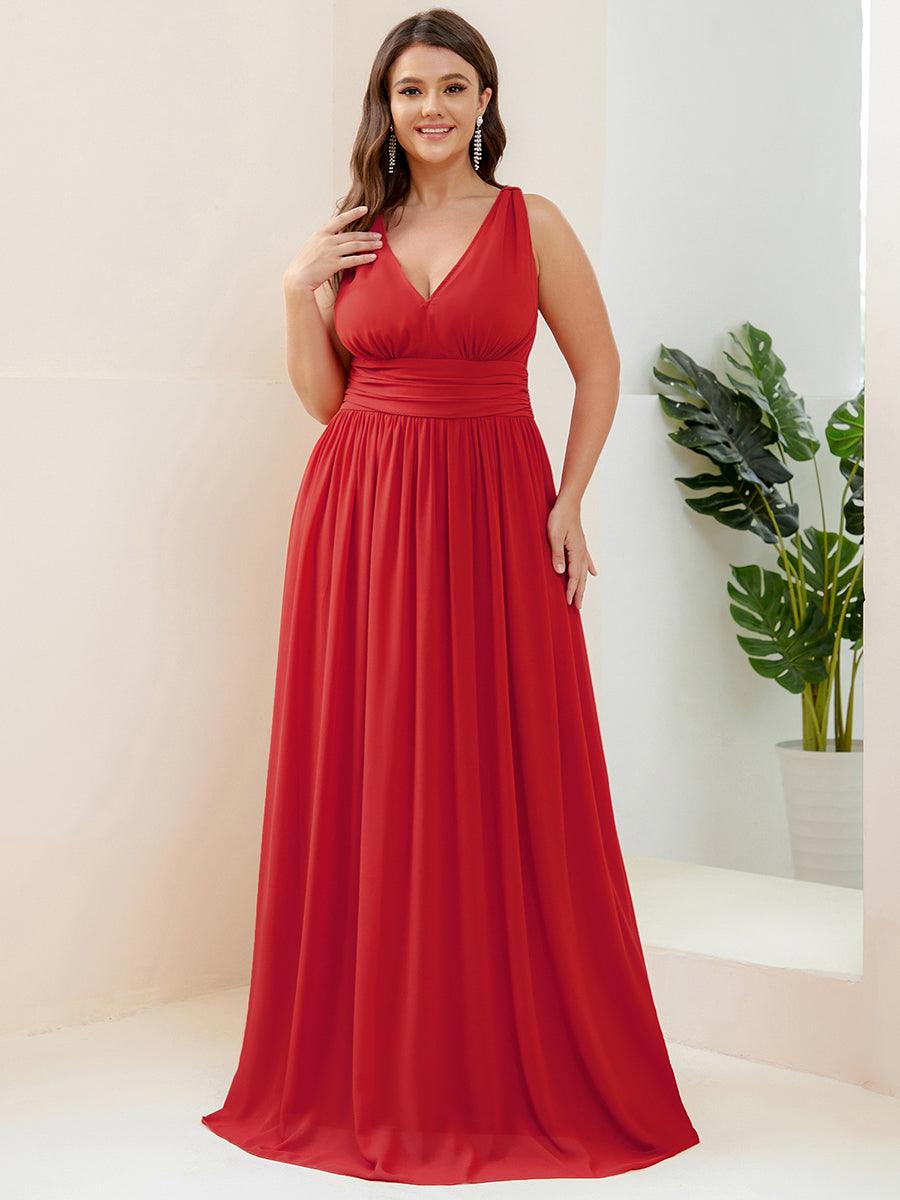 Sandrine | Robe de soirée plissée sans manches avec décolleté en V