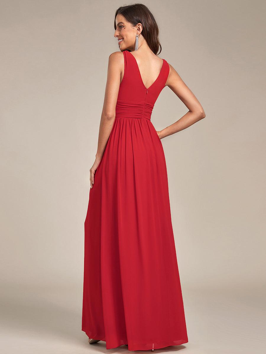 Sandrine | Robe de soirée plissée sans manches avec décolleté en V