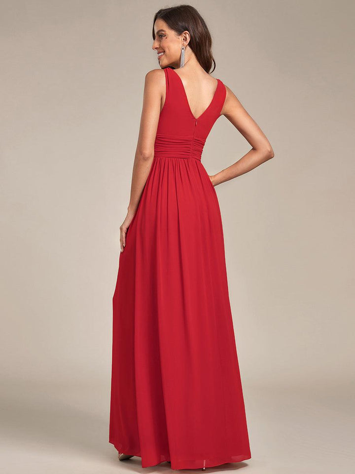 Sandrine | Robe de soirée plissée sans manches avec décolleté en V