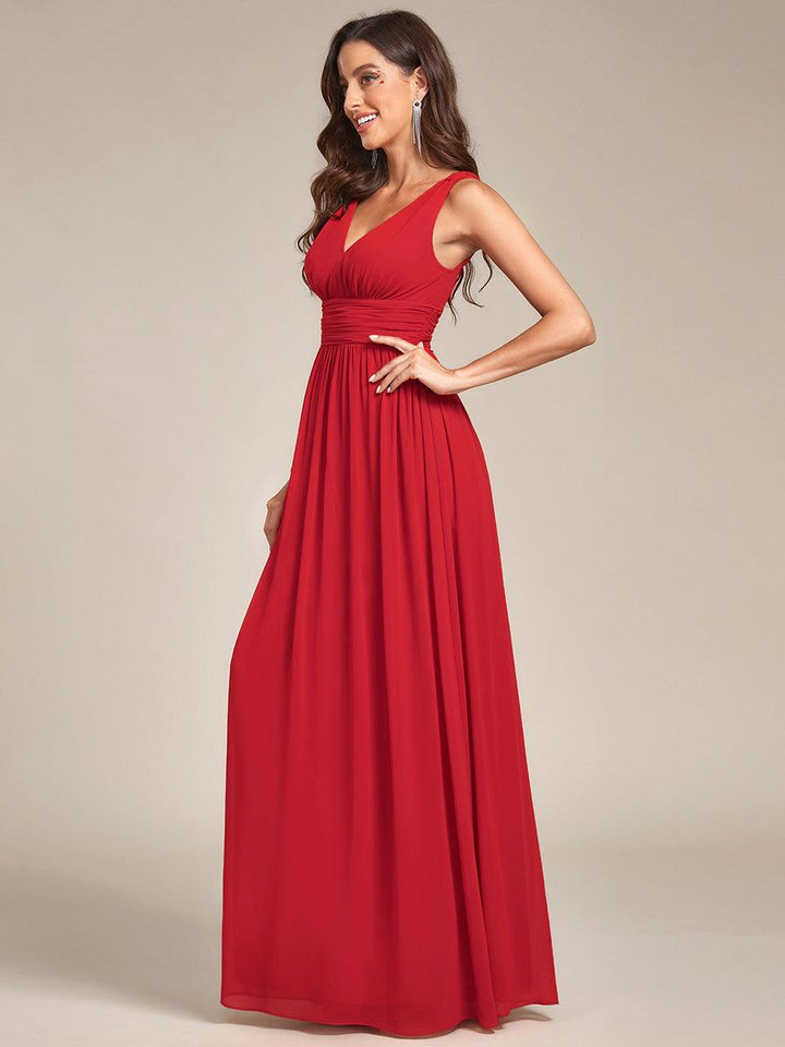 Sandrine | Robe de soirée plissée sans manches avec décolleté en V