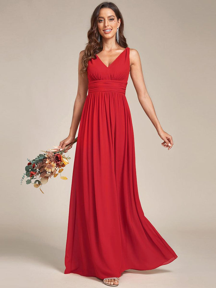 Sandrine | Robe de soirée plissée sans manches avec décolleté en V
