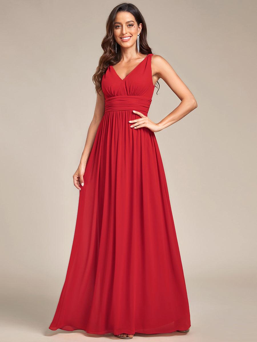 Sandrine | Robe de soirée plissée sans manches avec décolleté en V
