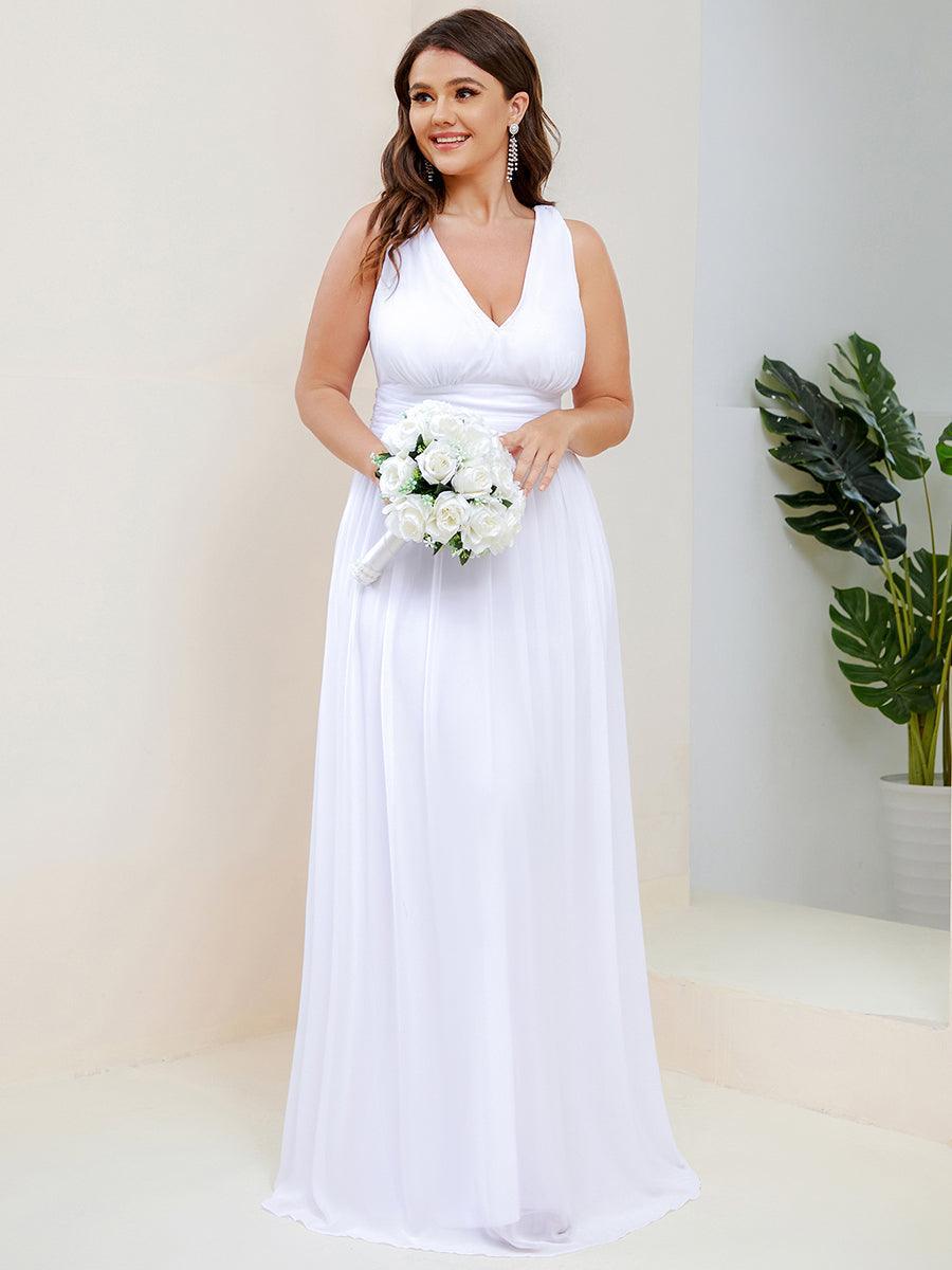 Sandrine | Robe de soirée plissée sans manches avec décolleté en V