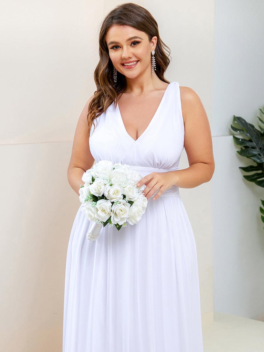 Sandrine | Robe de soirée plissée sans manches avec décolleté en V