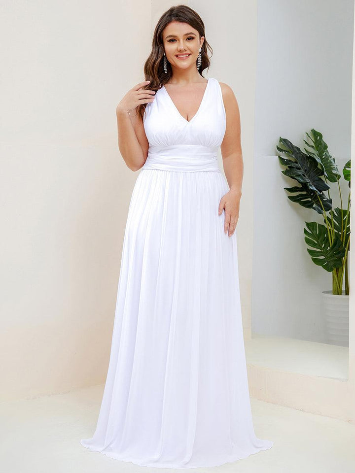 Sandrine | Robe de soirée plissée sans manches avec décolleté en V