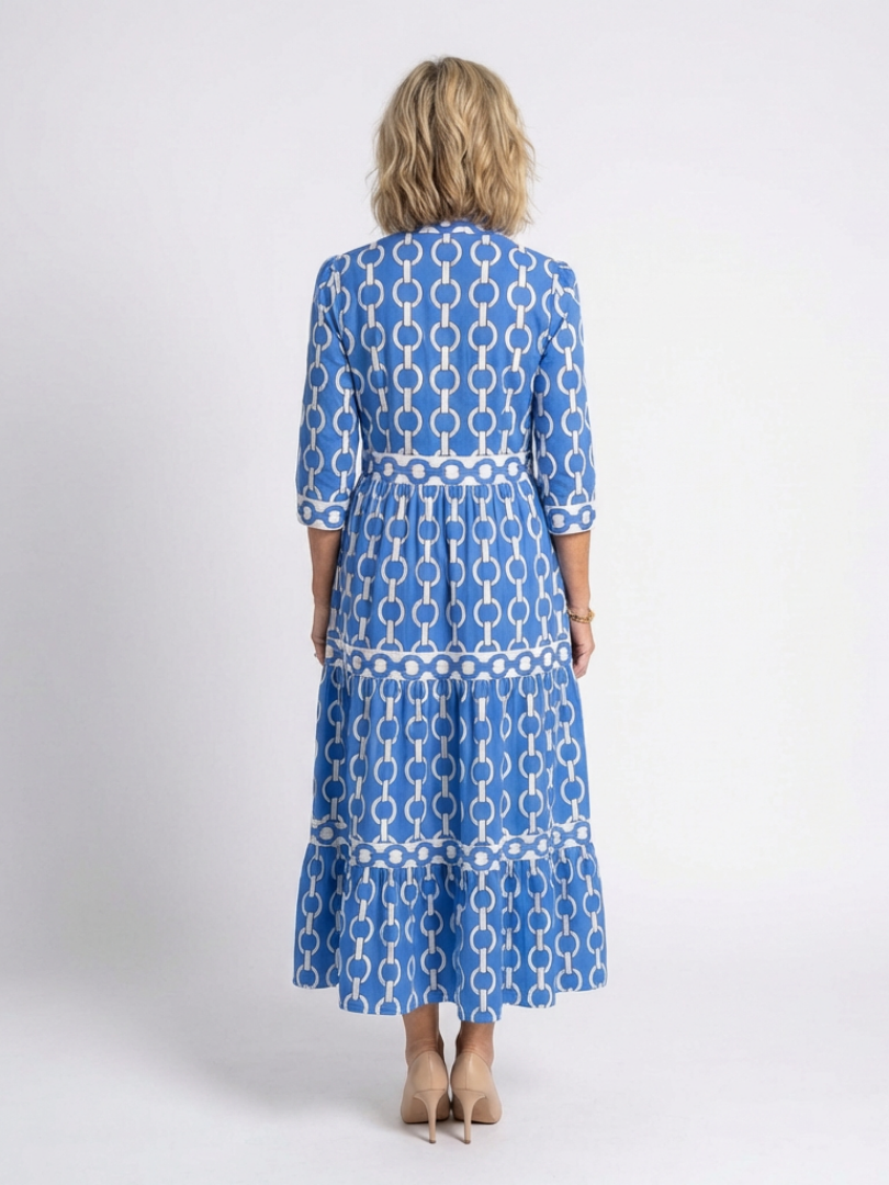Maëlle | Robe midi à manches trois-quarts et motif chaîne