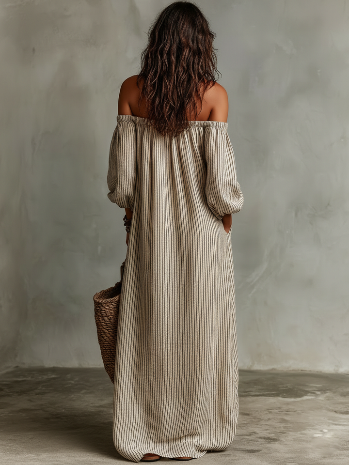 Aurélie | Robe longue en coton et lin avec design décolleté