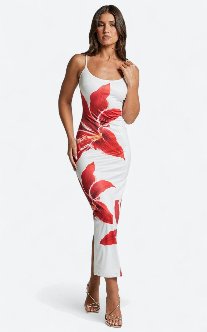 Lucienne | Robe midi avec fleurs