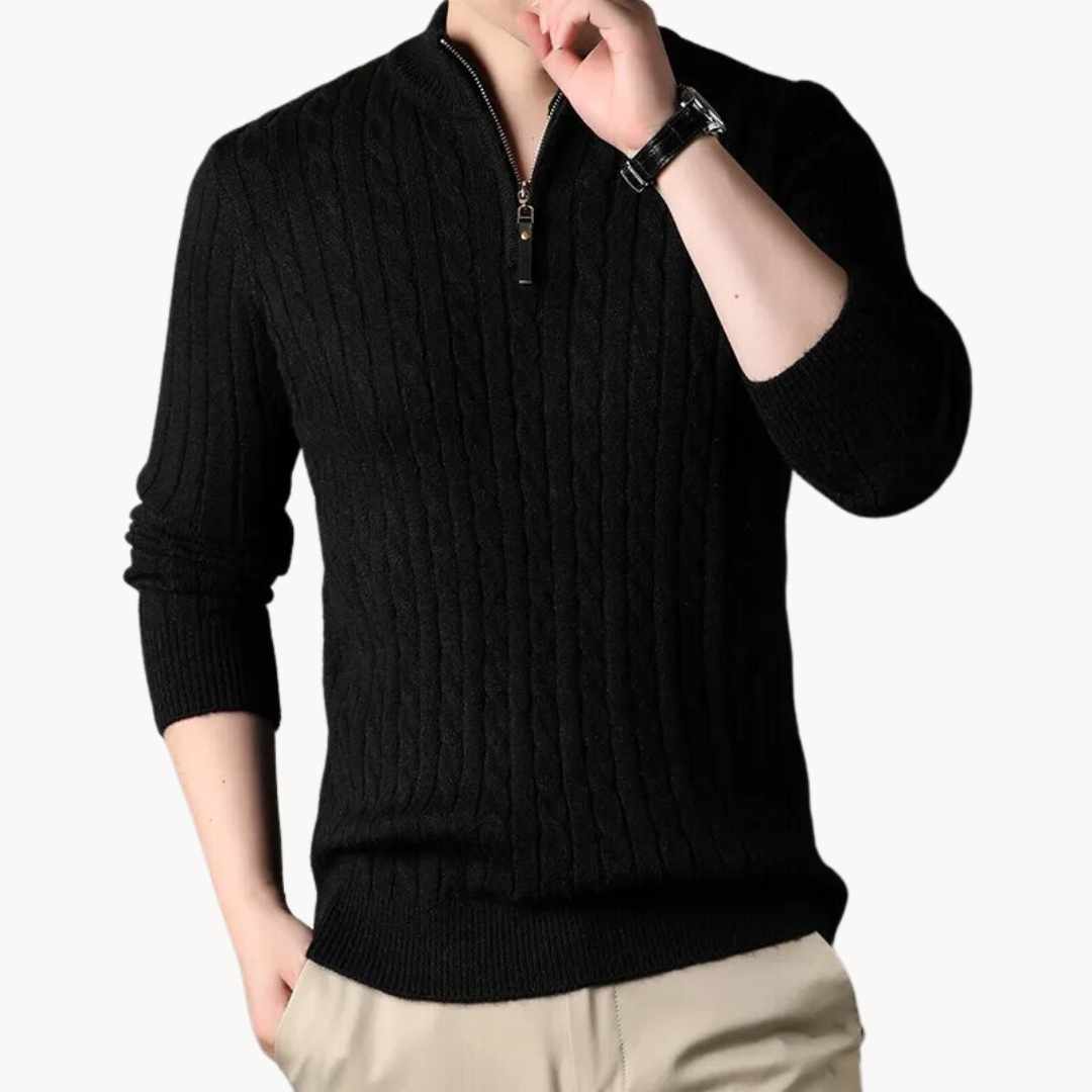 Pull en tricot à fermeture éclair courte