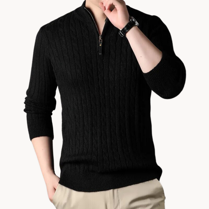 Pull en tricot à fermeture éclair courte