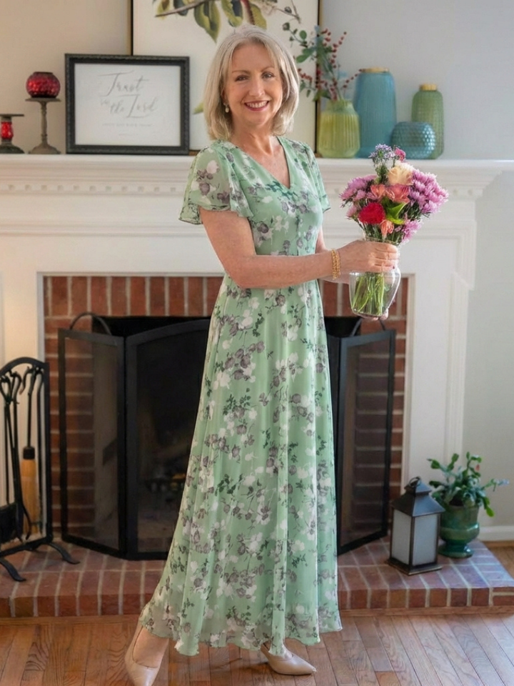 Guillemette | Robe Maxi en Chiffon Floral