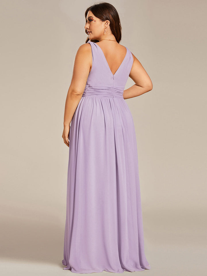 Sandrine | Robe de soirée plissée sans manches avec décolleté en V