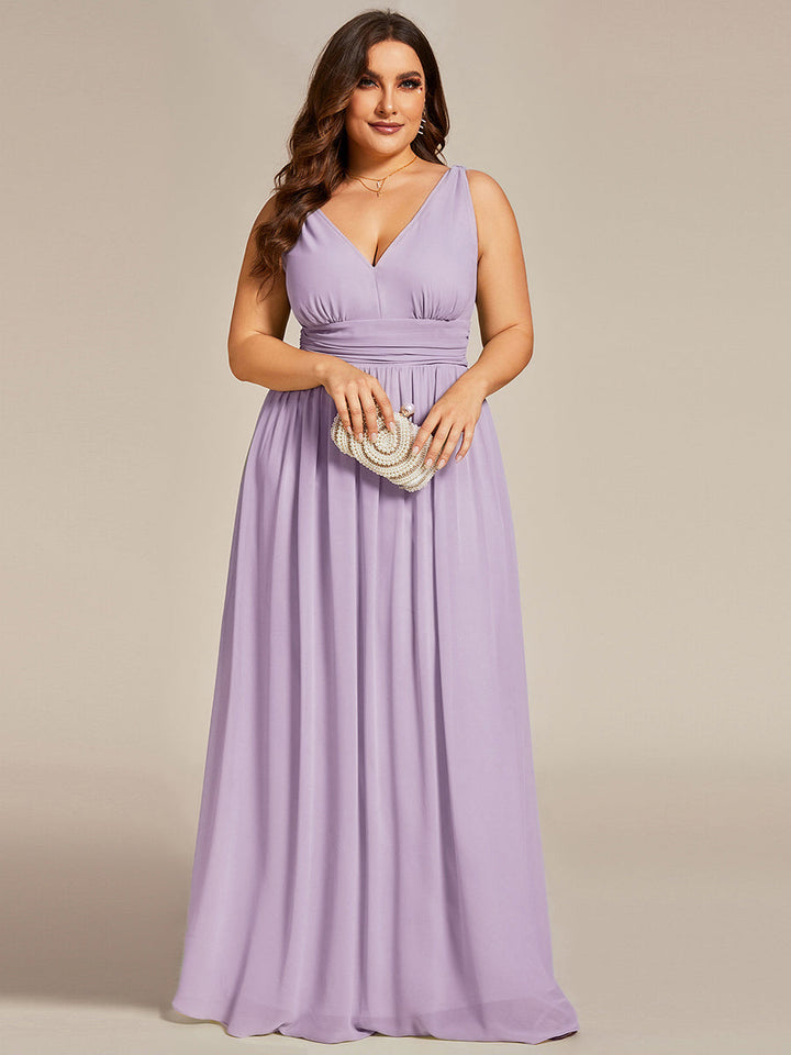 Sandrine | Robe de soirée plissée sans manches avec décolleté en V