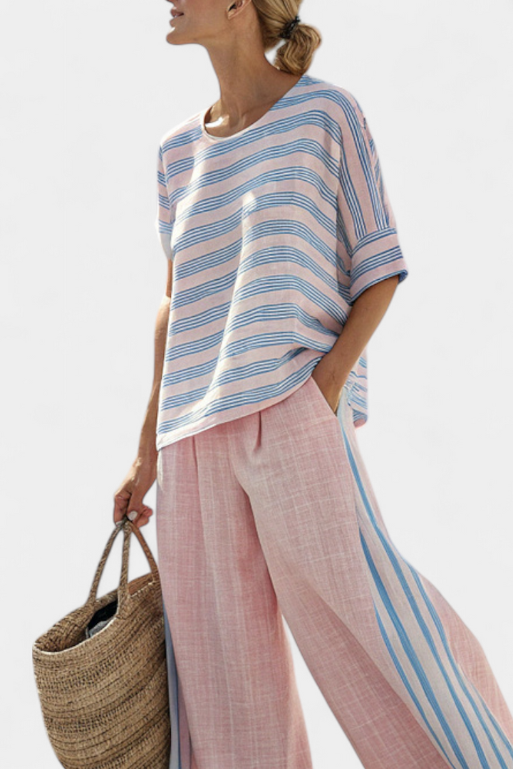 Margaux | Ensemble en Lin de Bambou Rose