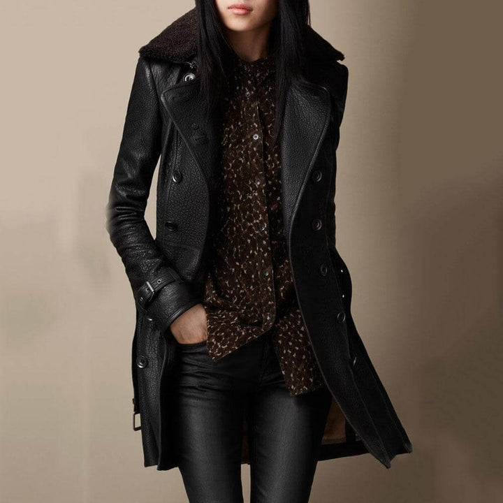 Nathalie | Manteau Élégant 3/4 en Cuir