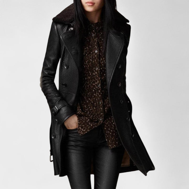 Nathalie | Manteau Élégant 3/4 en Cuir