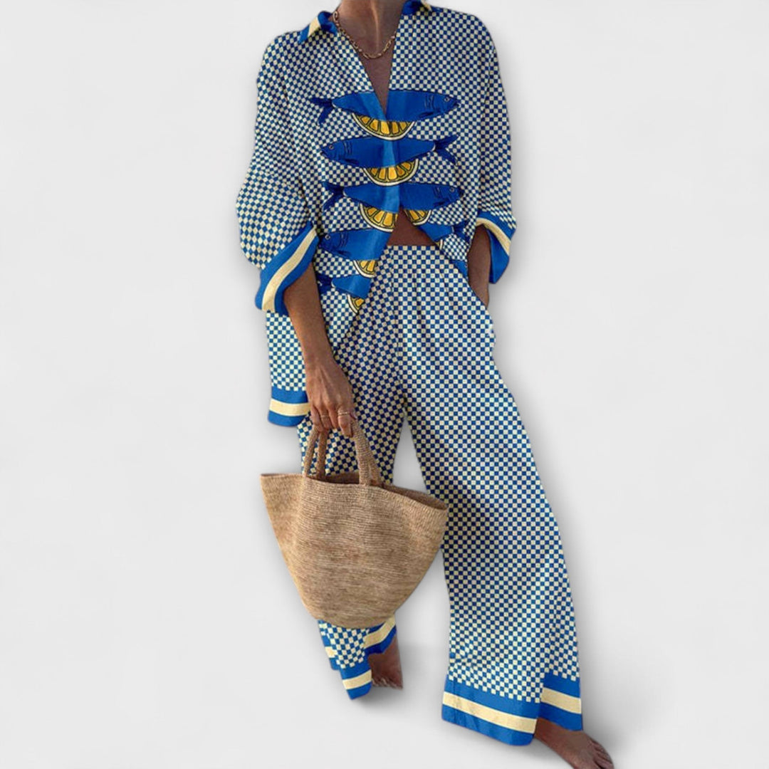 Nadège | Manteau Imprimé Citron Méditerranéen