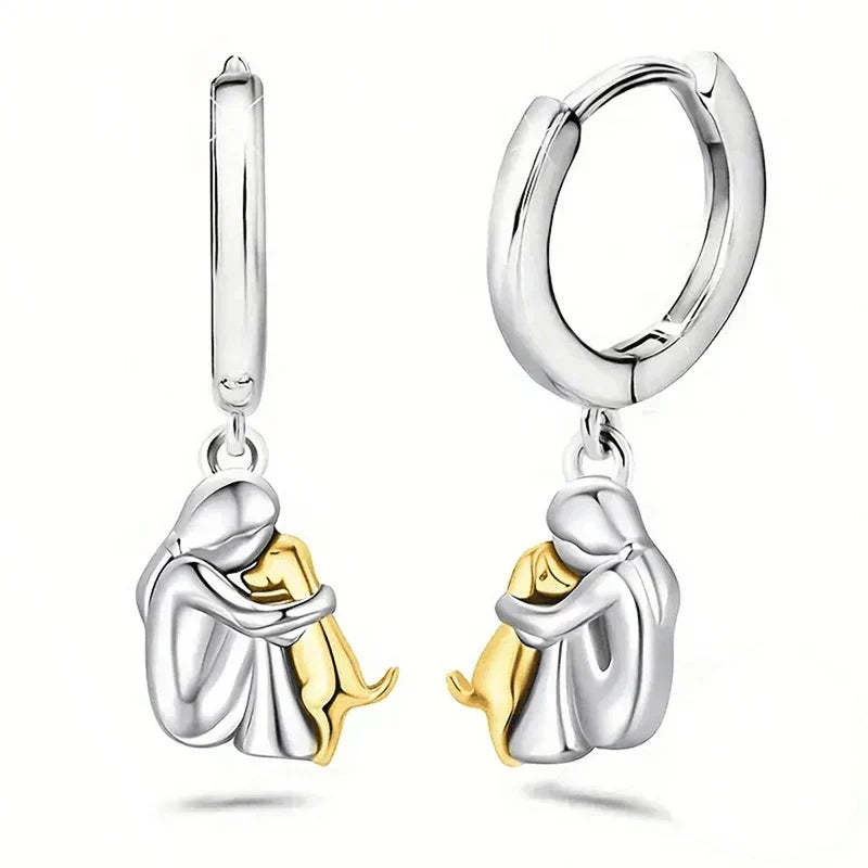 Chien Embrassé - Boucles d'oreilles (Fermeture ronde)