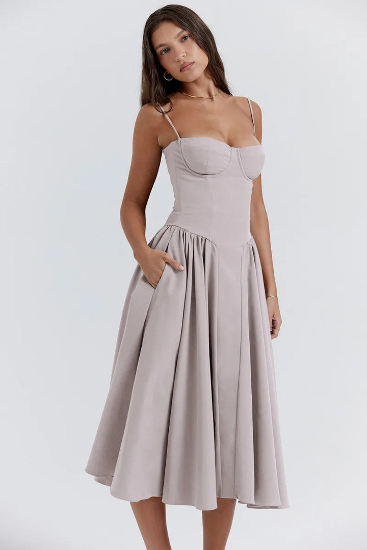 Lucette | Robe Midi Bustier Sans Manches