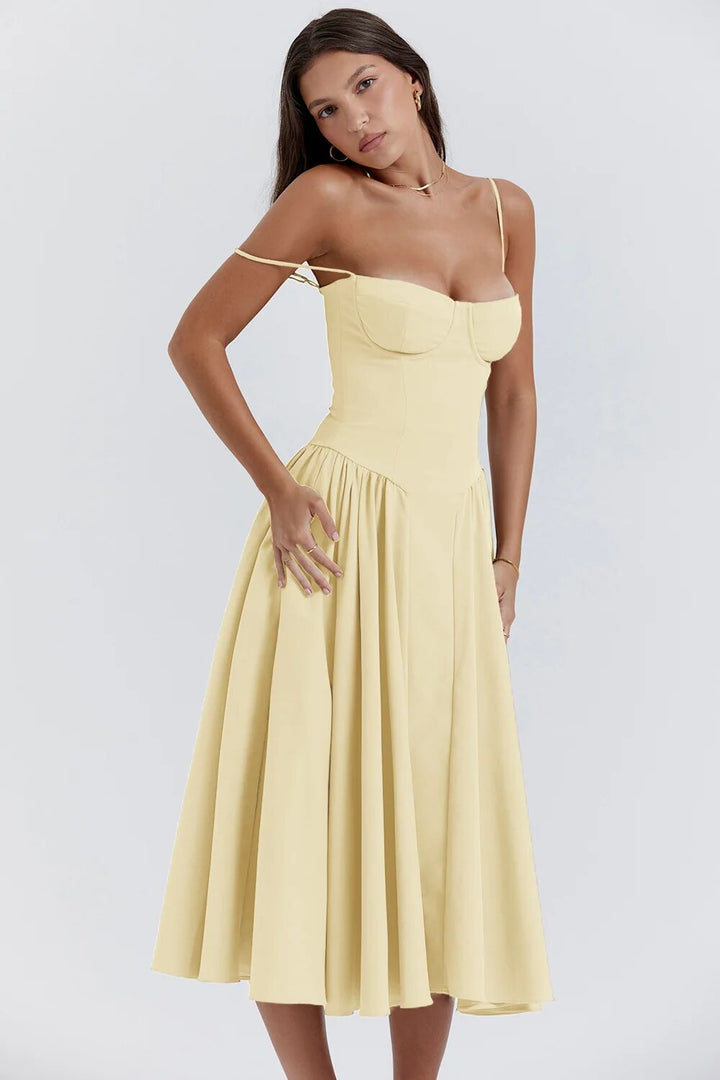 Lucette | Robe Midi Bustier Sans Manches