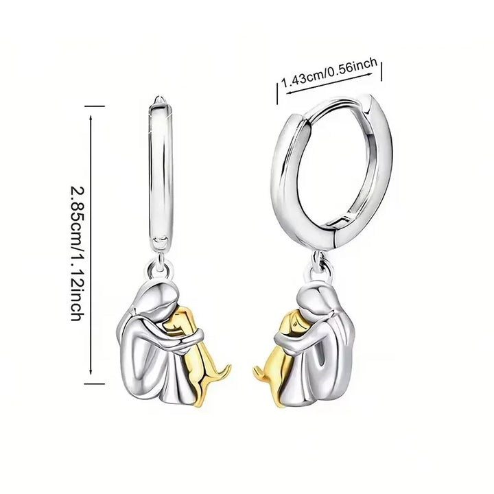 Chien Embrassé - Boucles d'oreilles (Fermeture ronde)