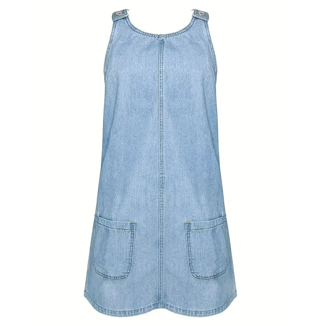 Bernadette™ | Robe en denim sans manches avec fronces