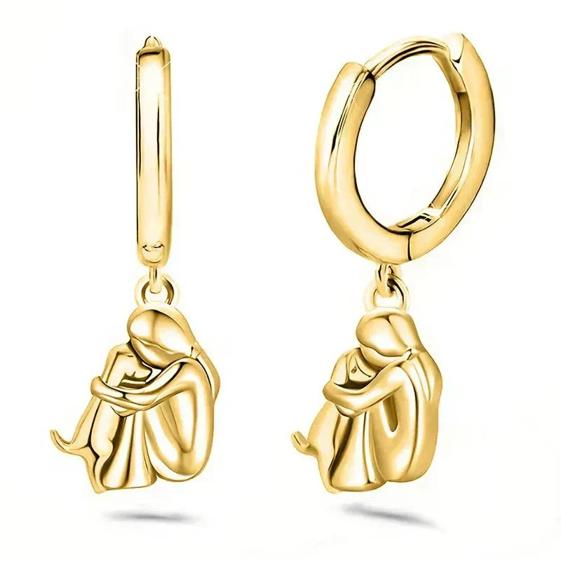 Chien Embrassé - Boucles d'oreilles (Fermeture ronde)