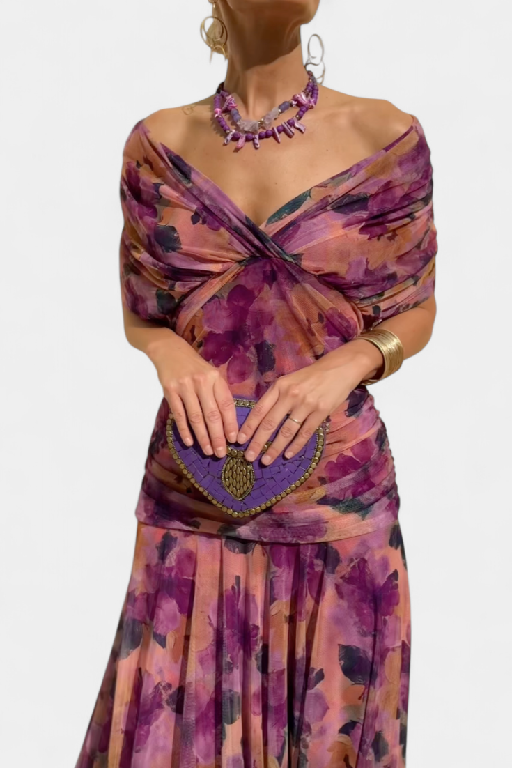 Émeline | Robe Longue Fleurie avec Décolleté en V