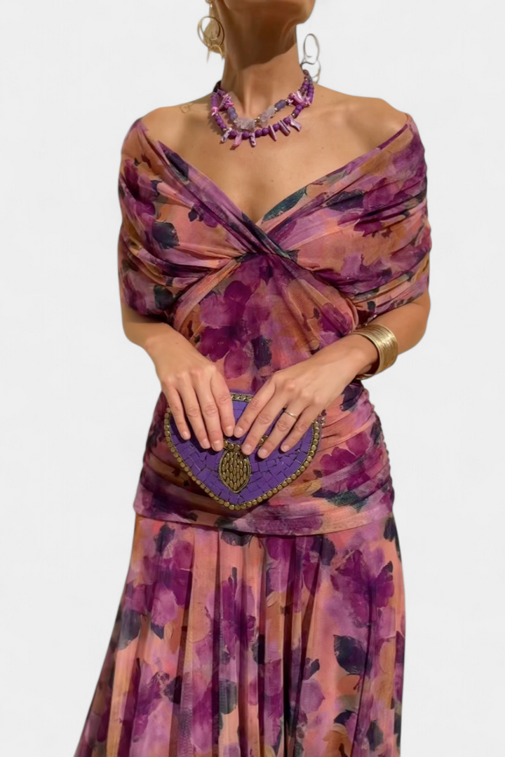 Émeline | Robe Longue Fleurie avec Décolleté en V
