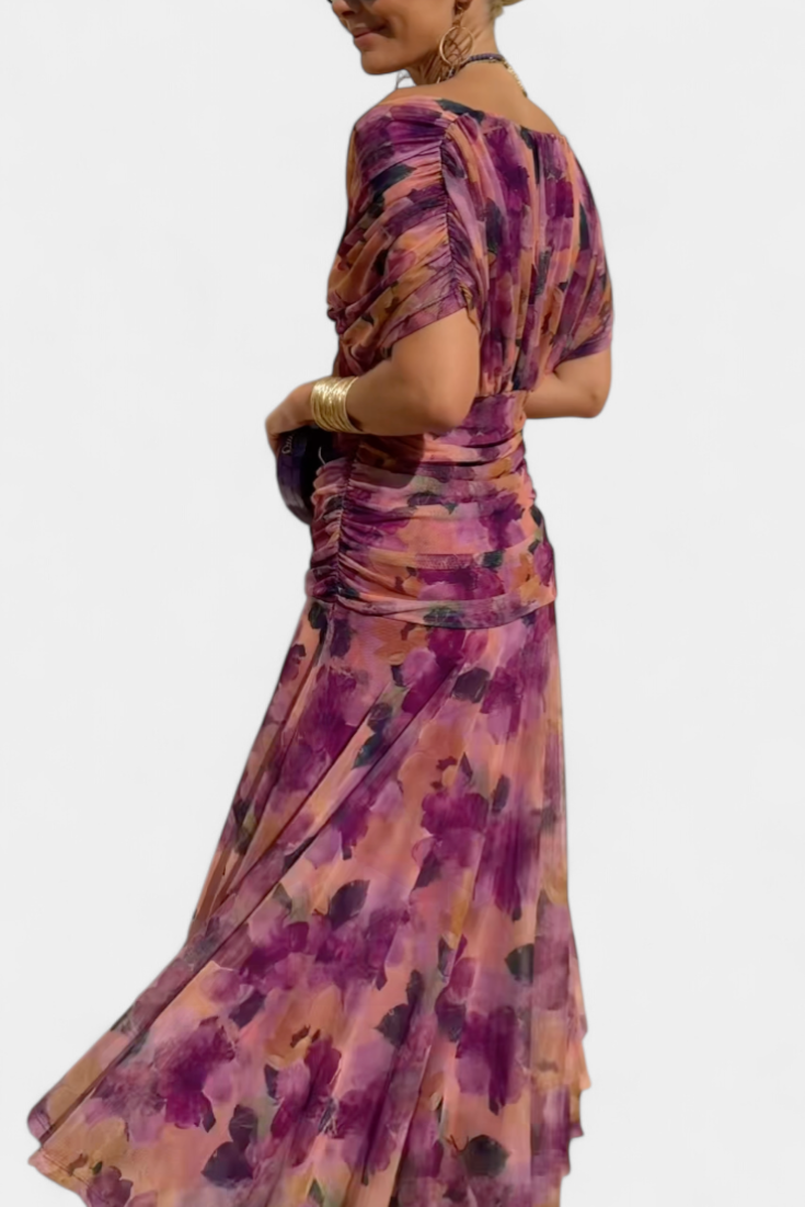 Émeline | Robe Longue Fleurie avec Décolleté en V