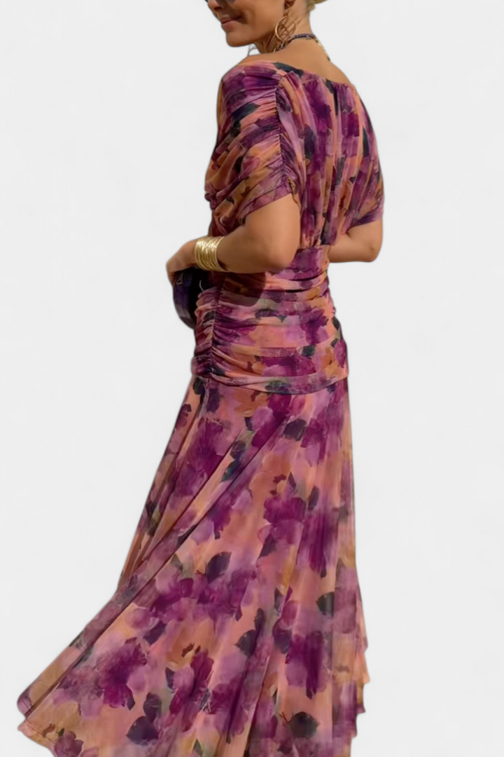 Émeline | Robe Longue Fleurie avec Décolleté en V
