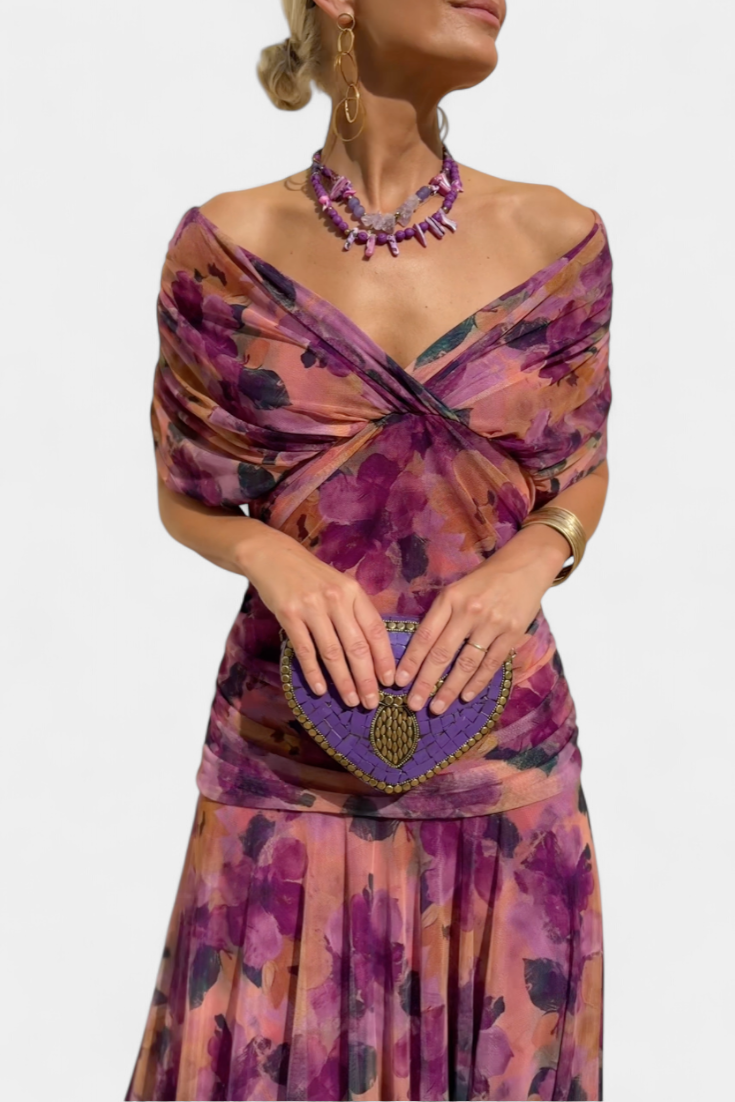 Émeline | Robe Longue Fleurie avec Décolleté en V